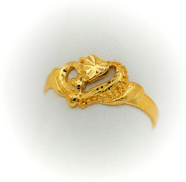 Anillo de Oro 10k o 14k Doble Corazón, Anillo para Niñas